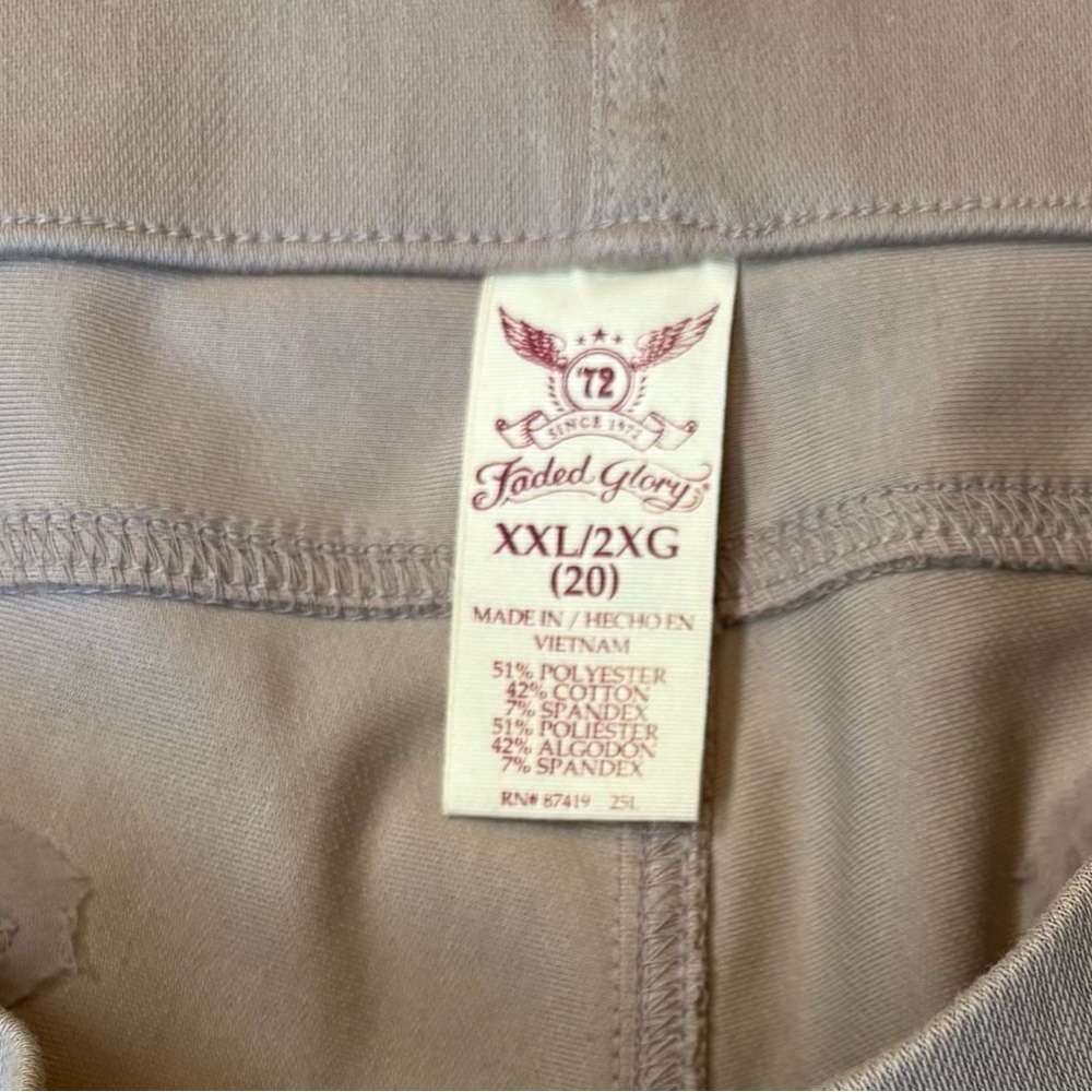 Faded Glory Tan Pull-On Stretch Pants. Size XXL (20) (2X) - Picture 4 of 5